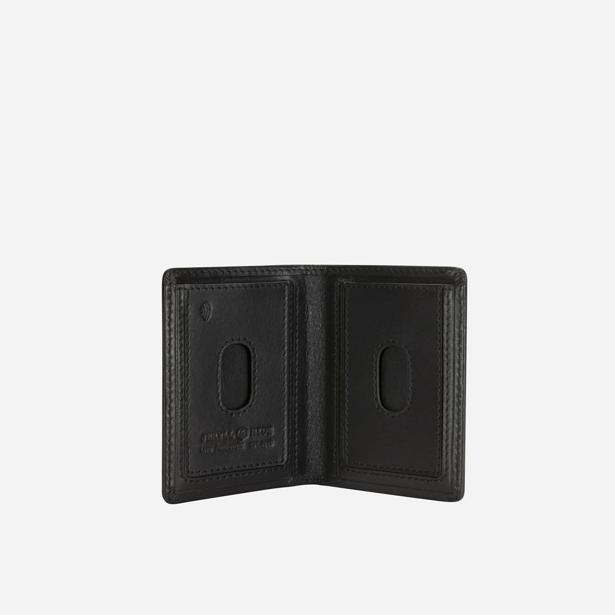 Jekyll & Hide - Slim Elasticated Card Holder - Mocha | Black | Tan inside view showing card slots and RFID security features.