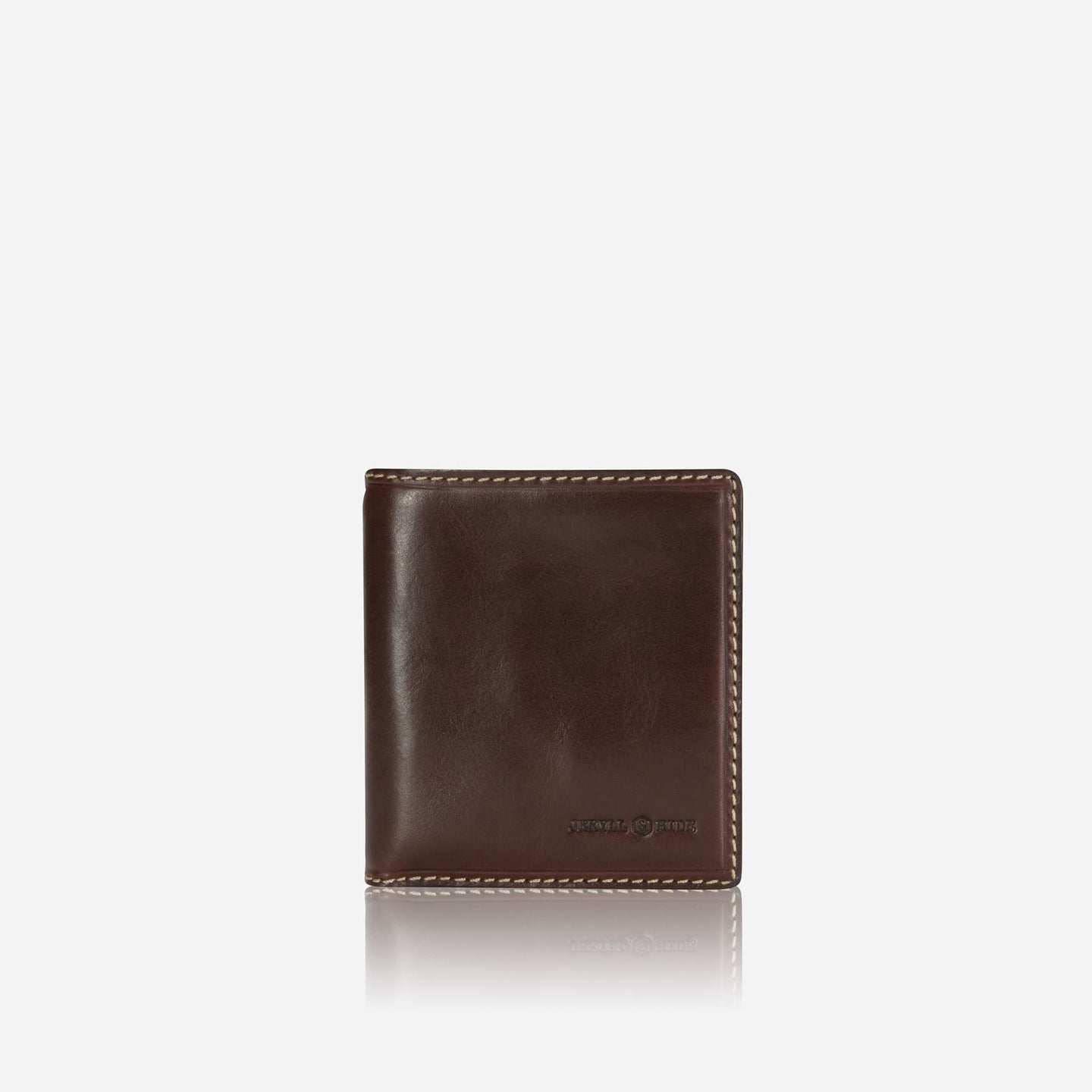 Jekyll and Hide - Slim Bifold Card Holder With Coin Purse - Black | Tan | Mocha in dark brown leather