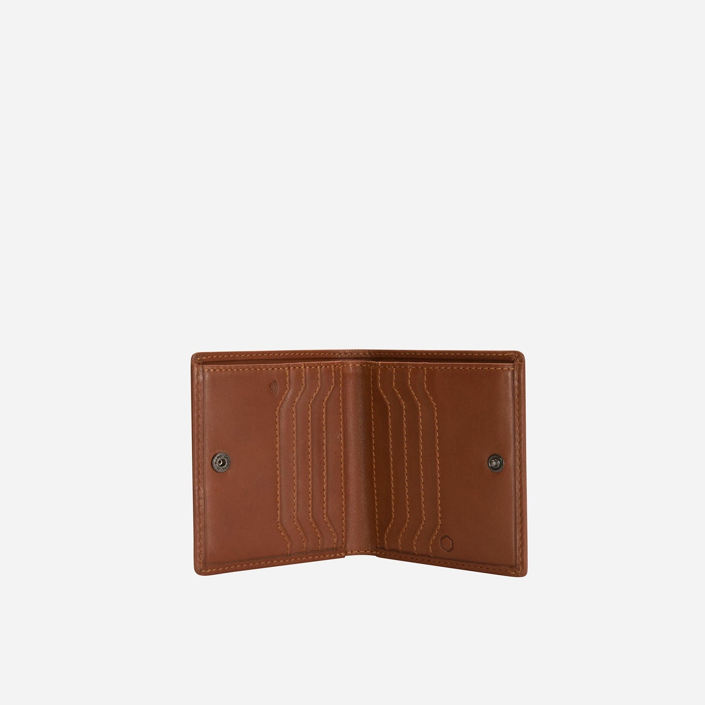 Jekyll and Hide - Slim Bifold Card Holder With Coin Purse - Black | Tan | Mocha interior view showcasing card slots.