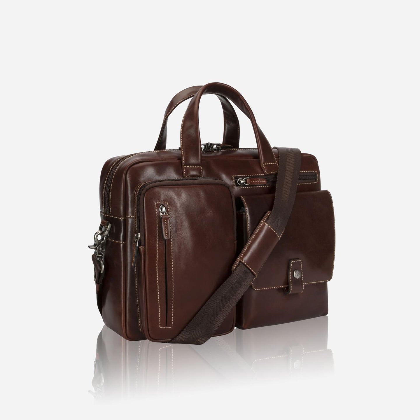 Jekyll and Hide - Medium Laptop Briefcase - Colt | Mocha with multiple compartments and stylish design.