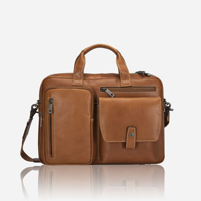 Jekyll and Hide - Medium Laptop Briefcase - Colt | Mocha with multiple compartments and stylish design.