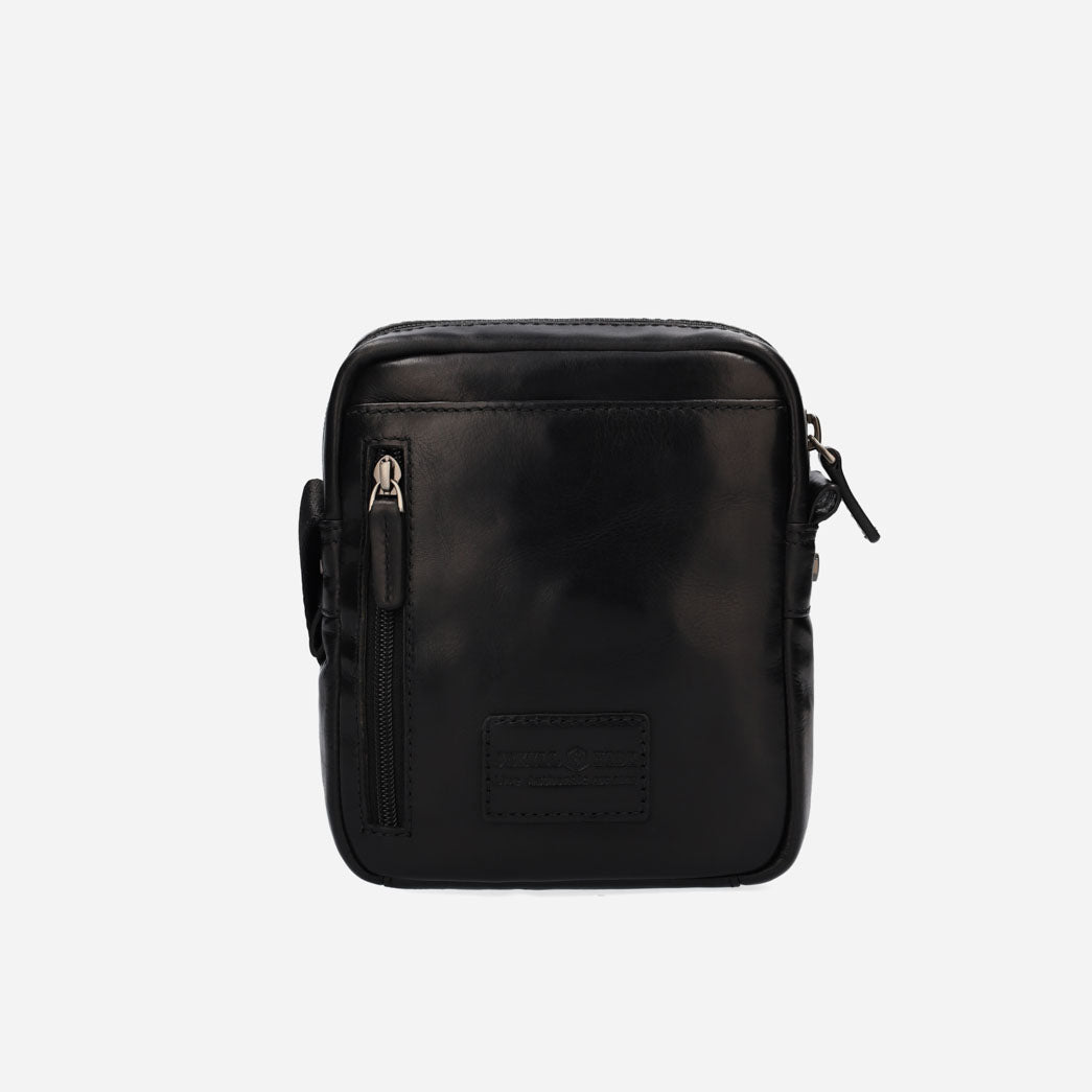 Jekyll and Hide - Small Crossbody Organiser - Mocha | Tan | Black in sleek black leather.