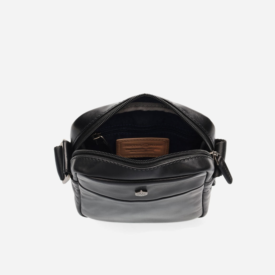 Jekyll and Hide - Small Crossbody Organiser - Mocha | Tan | Black interior view showcasing spacious design.