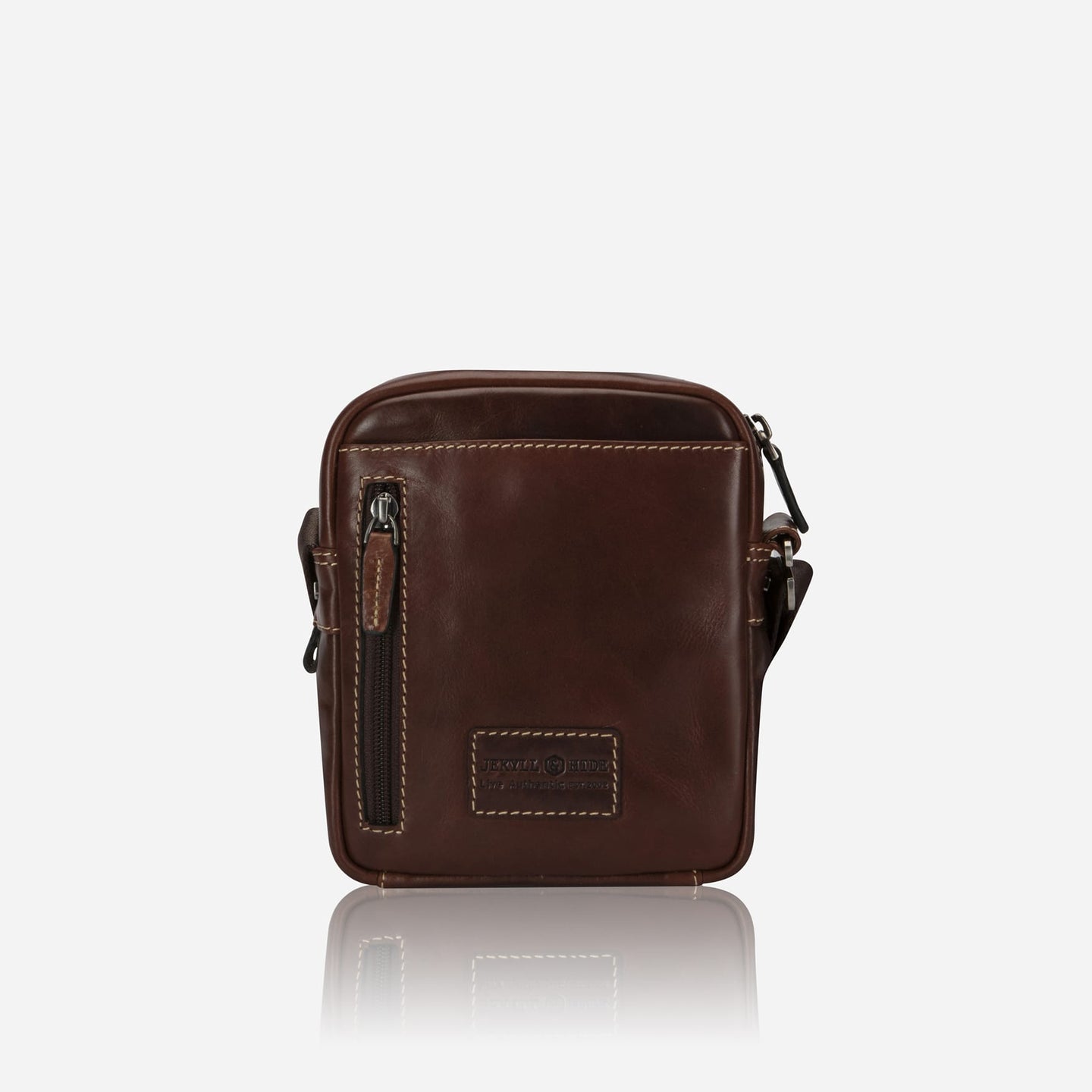 Jekyll and Hide - Small Crossbody Organiser - Mocha | Tan | Black in brown leather with zip closure.