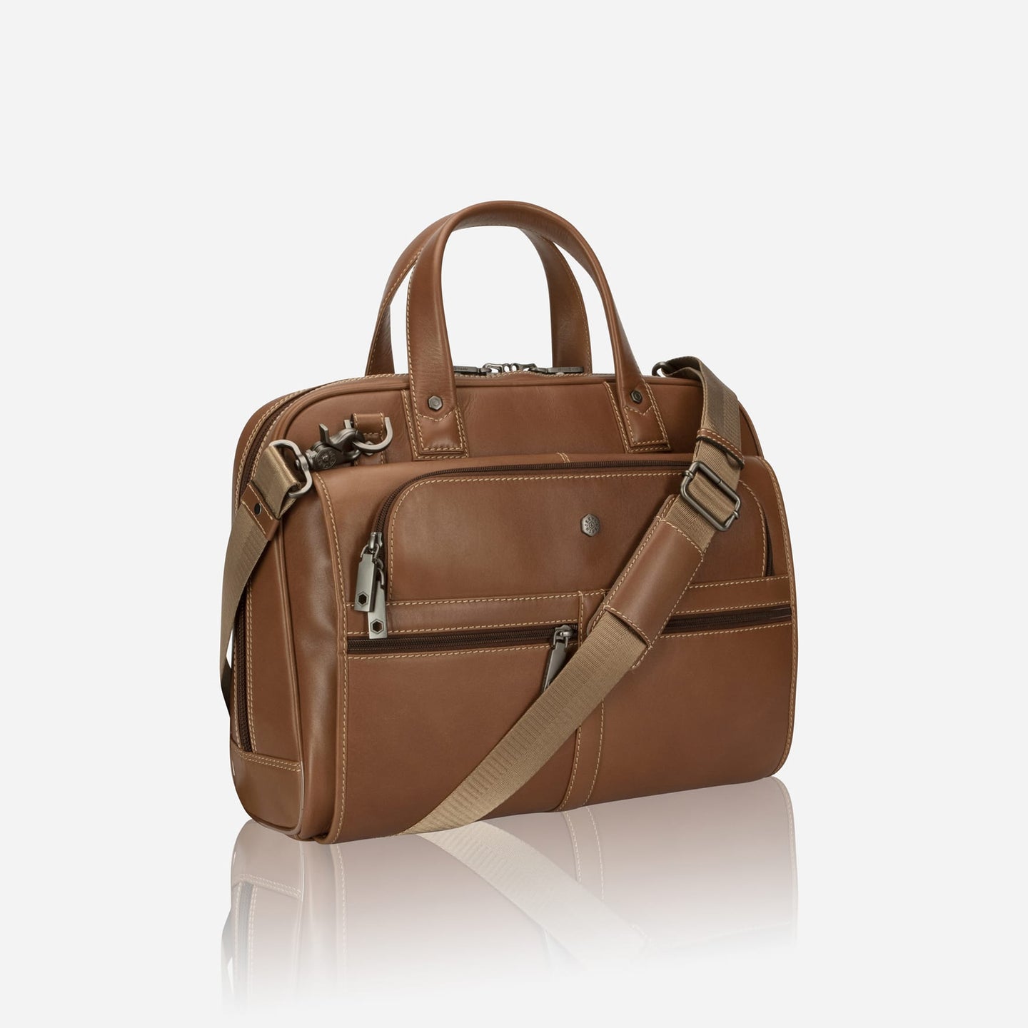 Jekyll and Hide - Large Multi Compartment Briefcase - Mocha | Colt - OVERSIZE PARCEL side view leather briefcase