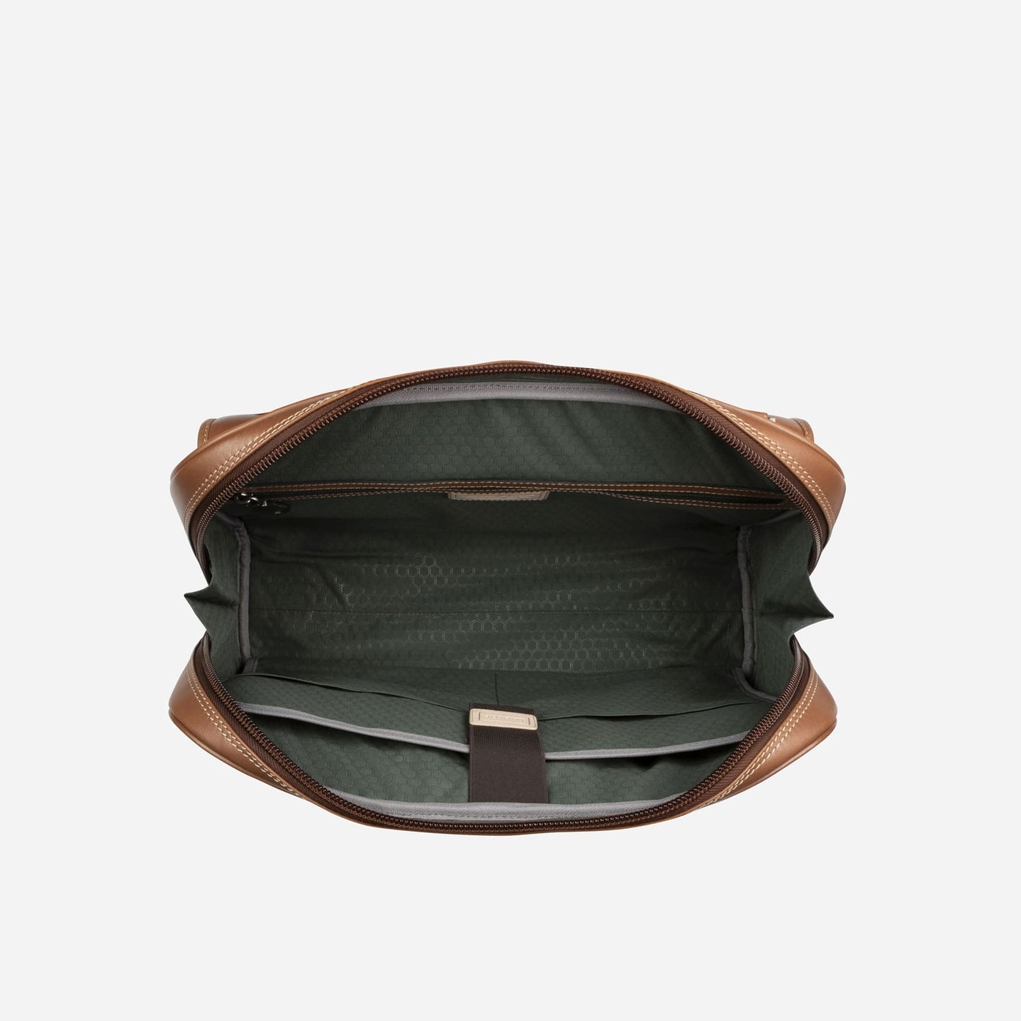 Interior view of Jekyll and Hide - Large Multi Compartment Briefcase - Mocha | Colt - OVERSIZE PARCEL showing spacious compartments.