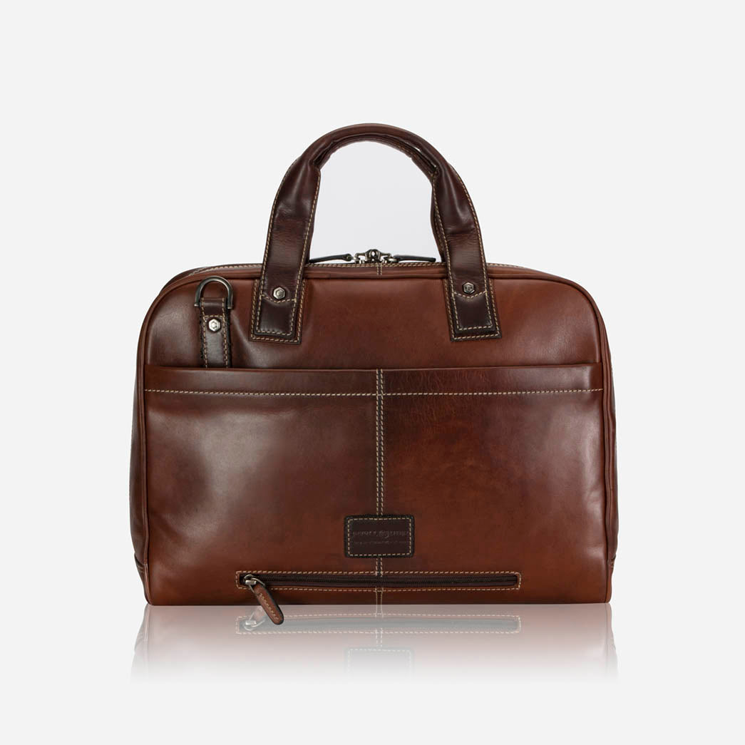 Jekyll and Hide - Large Multi Compartment Briefcase - Mocha | Colt - OVERSIZE PARCEL in stylish brown leather.