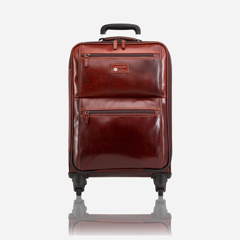 Jekyll and Hide - 4 Wheel Cabin Trolley 50cm - Tobacco - OVERSIZE PARCEL in rich brown leather design.