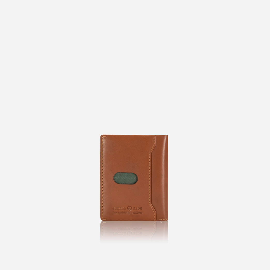 Jekyll and Hide - Slim Card Holder - Tan | Black | Mocca in refined leather with hidden stud closure.