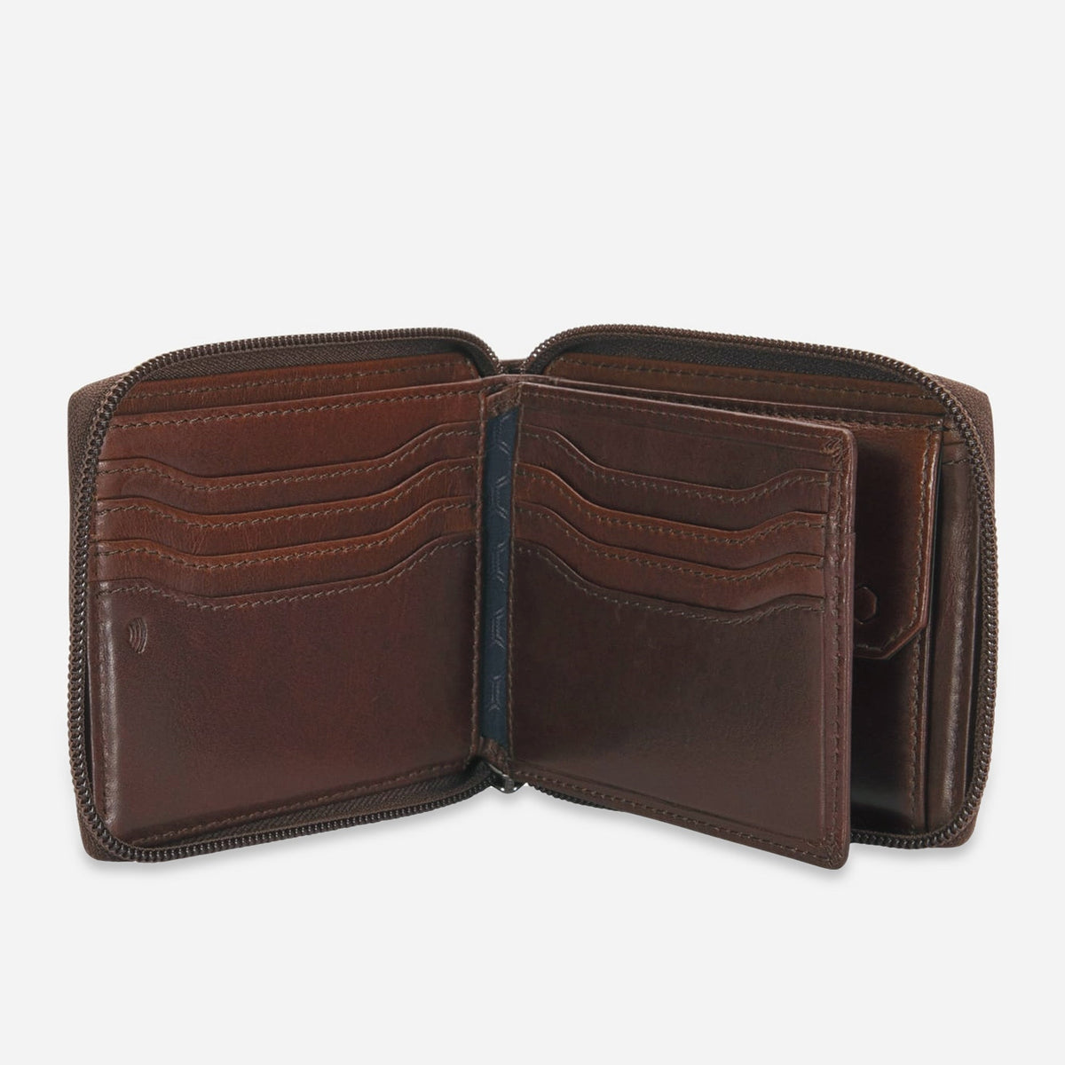 Jekyll and Hide - Large Zip Around Wallet With Coin Pouch - Mocha | Black | Tan