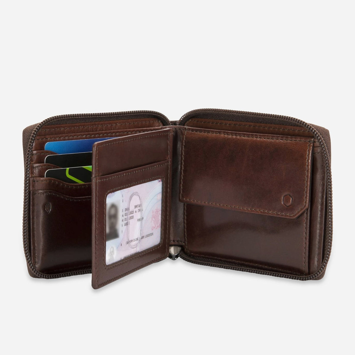 Jekyll and Hide - Large Zip Around Wallet With Coin Pouch - Mocha | Black | Tan