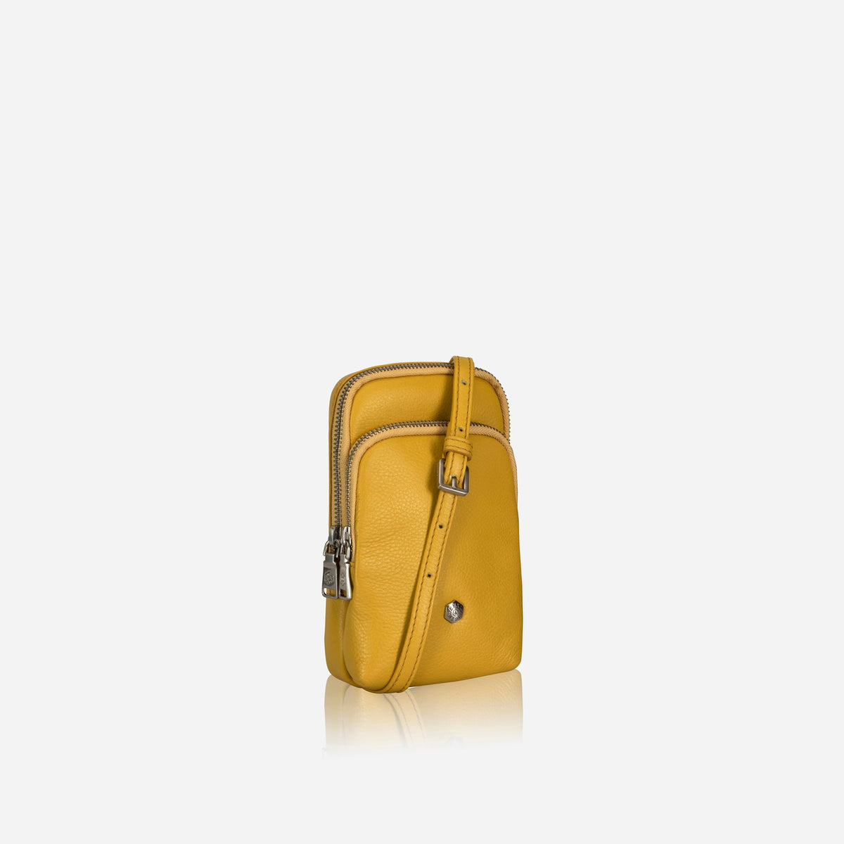 Jekyll and Hide - Womens Small Mobile Phone Sling Purse - Mulitple Colours in yellow leather with adjustable strap.
