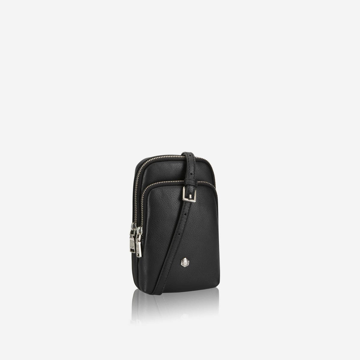 Jekyll and Hide - Womens Small Mobile Phone Sling Purse - Mulitple Colours in black leather with adjustable strap