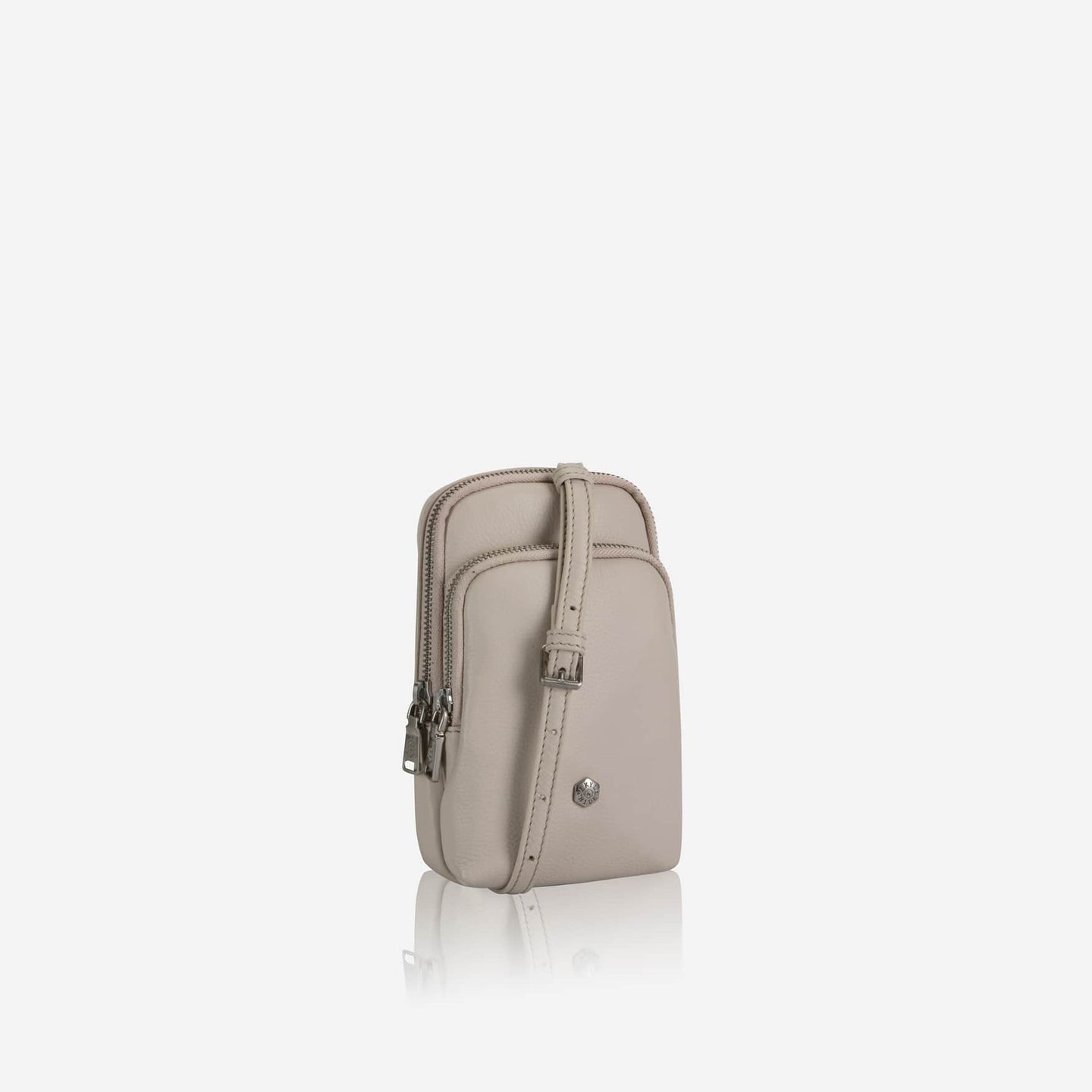 Jekyll and Hide - Womens Small Mobile Phone Sling Purse - Mulitple Colours in light grey with zip compartments.