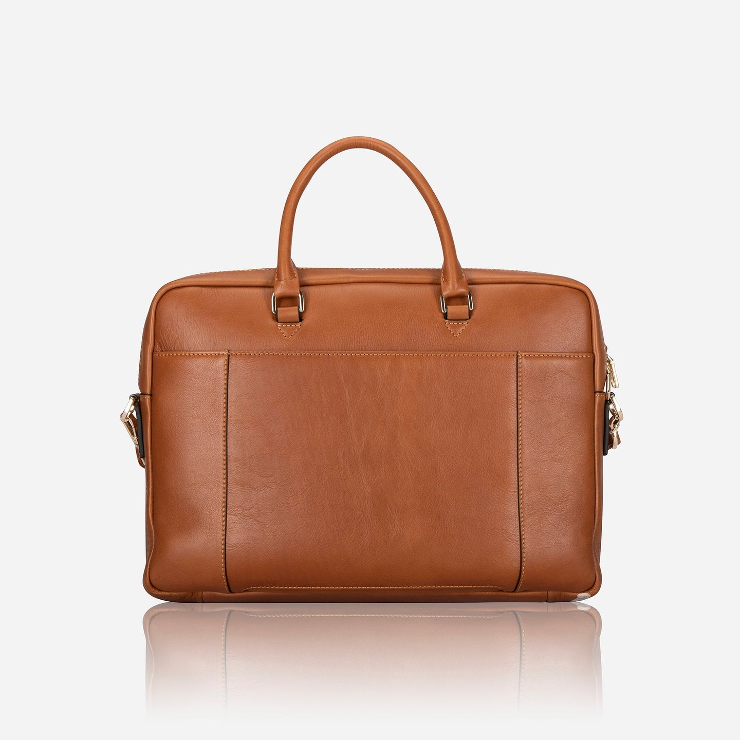 Jekyll and Hide - Ladies 13" Laptop Bag - Tan in elegant tan leather with dual handles and spacious compartments.