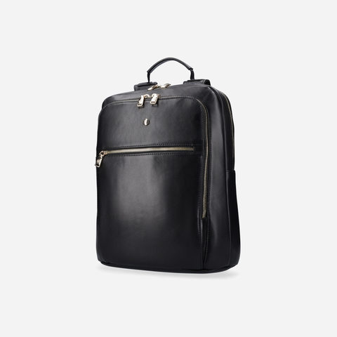 Jekyll and Hide - Ladies Business Backpack 38cm - Black | Tan side view showcasing its sleek design and ample pockets.