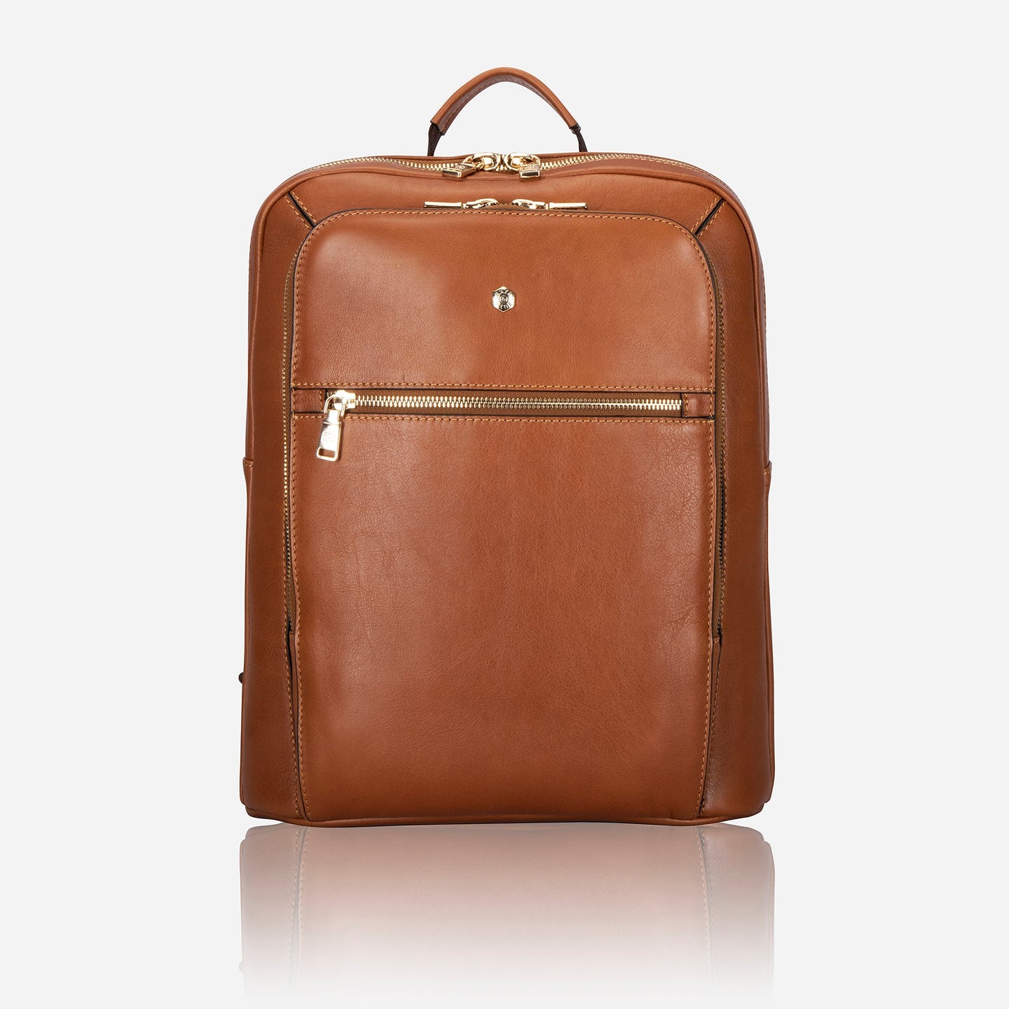 Jekyll and Hide - Ladies Business Backpack 38cm - Black | Tan - stylish brown leather backpack with pockets.
