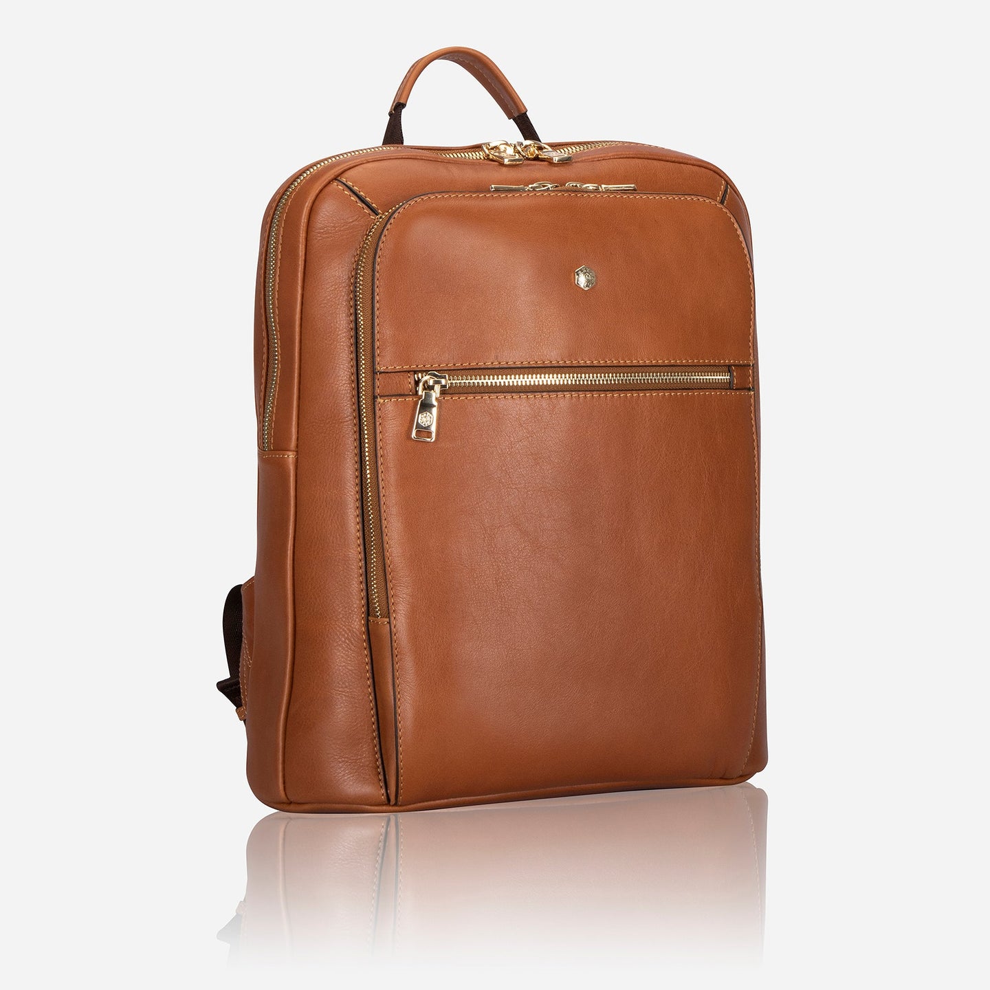 Jekyll and Hide - Ladies Business Backpack 38cm - Black | Tan - Stylish brown leather backpack with sleek design.