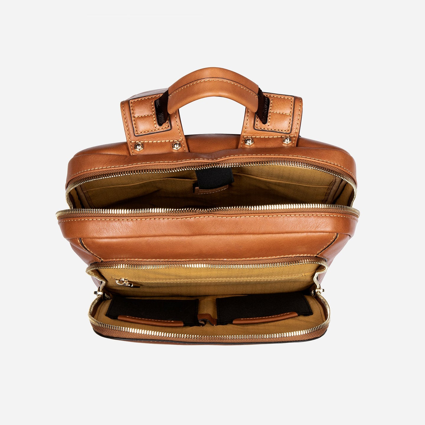 Jekyll and Hide - Ladies Business Backpack 38cm - Black | Tan - Interior view showcasing pockets and storage.