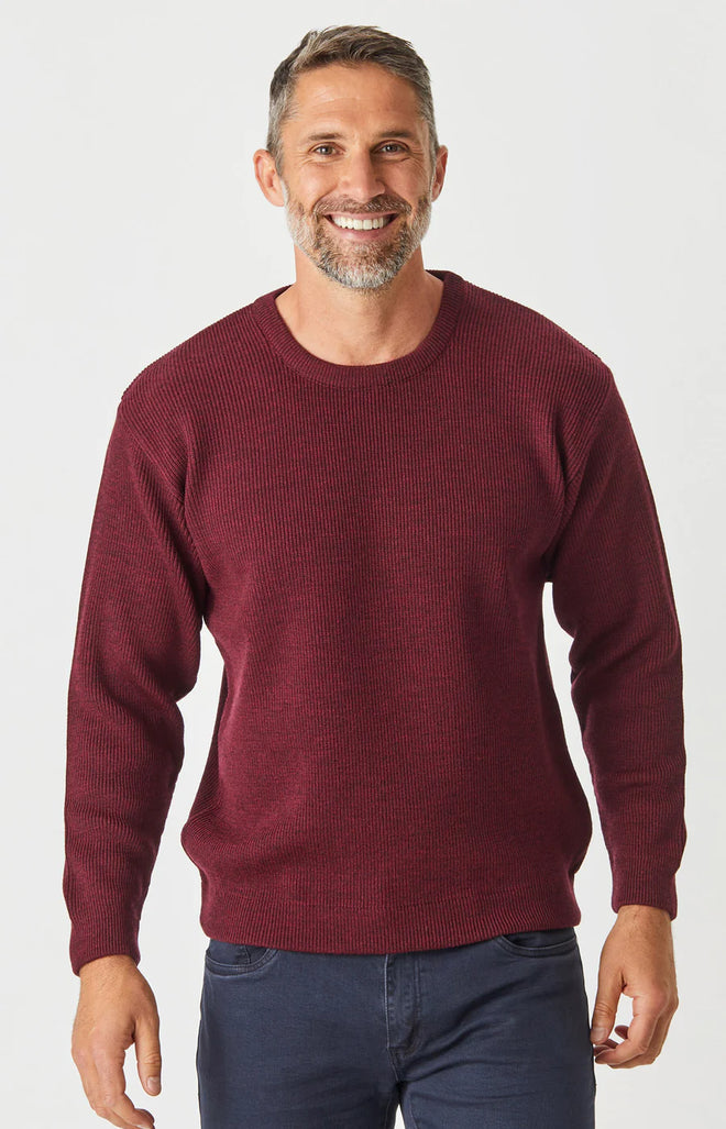 Aklanda - Merino Rib Knit Crew Neck Jumper - Berry
