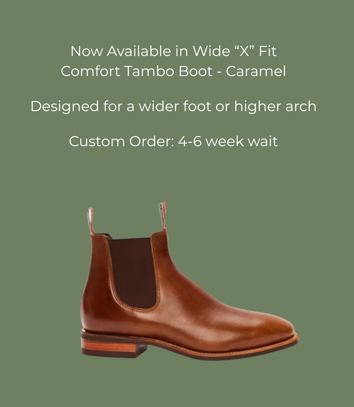 R.M.Williams - Mens Comfort Tambo Boot - Pull Up Leather - Caramel - X (Wide) Fit - CUSTOM ORDER