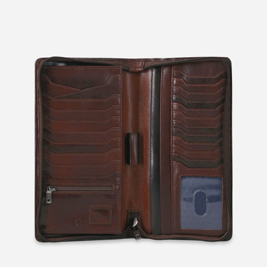 Jekyll and Hide - Large Zip-Around Travel And Passport Organiser - Tan | Mocha | Black