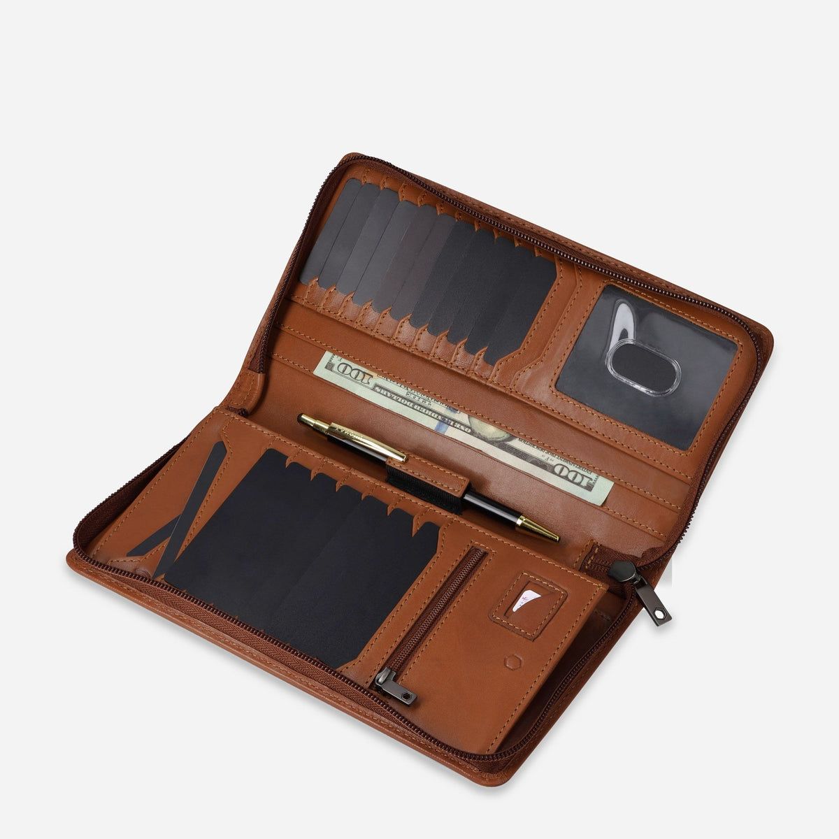 Jekyll and Hide - Large Zip-Around Travel And Passport Organiser - Tan | Mocha | Black