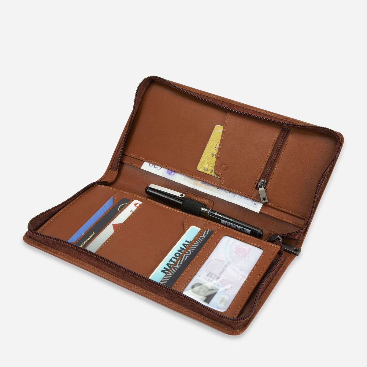Jekyll and Hide - Large Zip-Around Travel And Passport Organiser - Tan | Mocha | Black