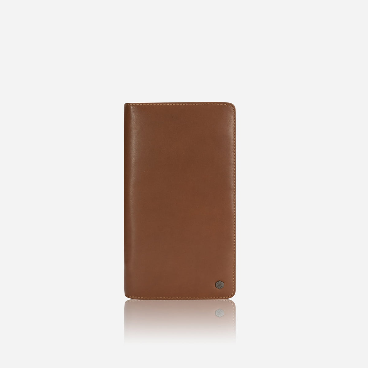 Jekyll and Hide - Large Zip-Around Travel And Passport Organiser - Tan | Mocha | Black in tan leather, showcasing its sleek design.