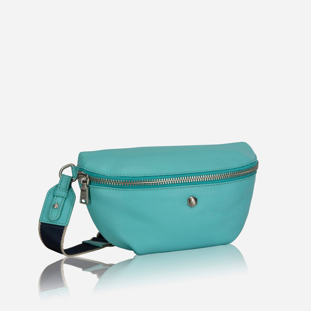 Jekyll and Hide - Womens Osaka Slim Leather Waist Bag - Tan and Multiple Colours in turquoise