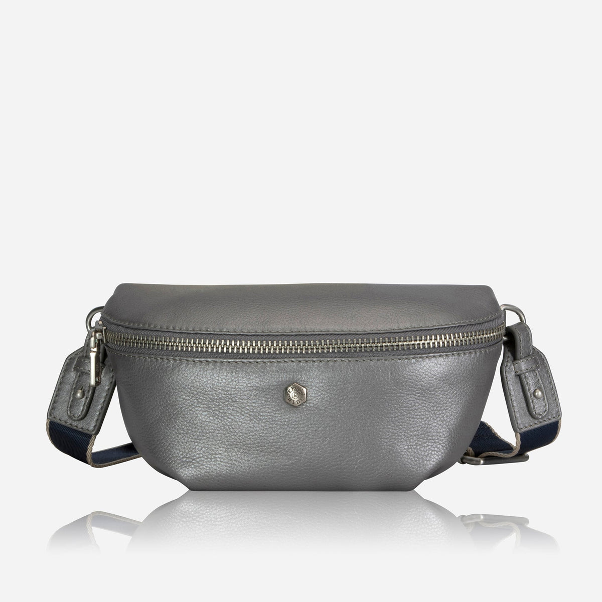 Jekyll and Hide - Womens Osaka Slim Leather Waist Bag - Tan and Multiple Colours in grey leather with adjustable strap.