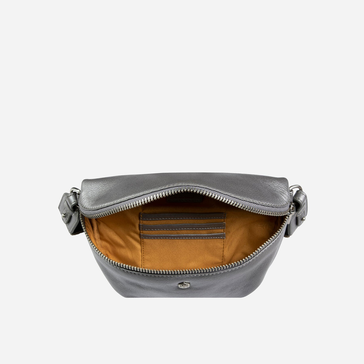 Jekyll and Hide - Womens Osaka Slim Leather Waist Bag - Tan and Multiple Colours interior view showing organized compartments.