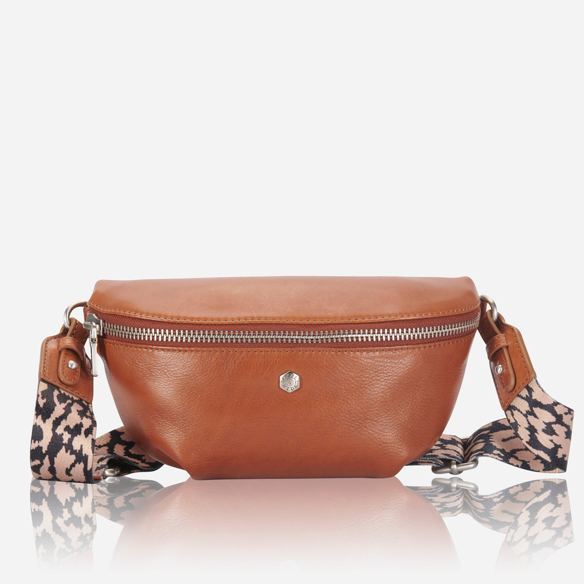 Jekyll and Hide - Womens Osaka Slim Leather Waist Bag - Tan and Multiple Colours with stylish strap design.