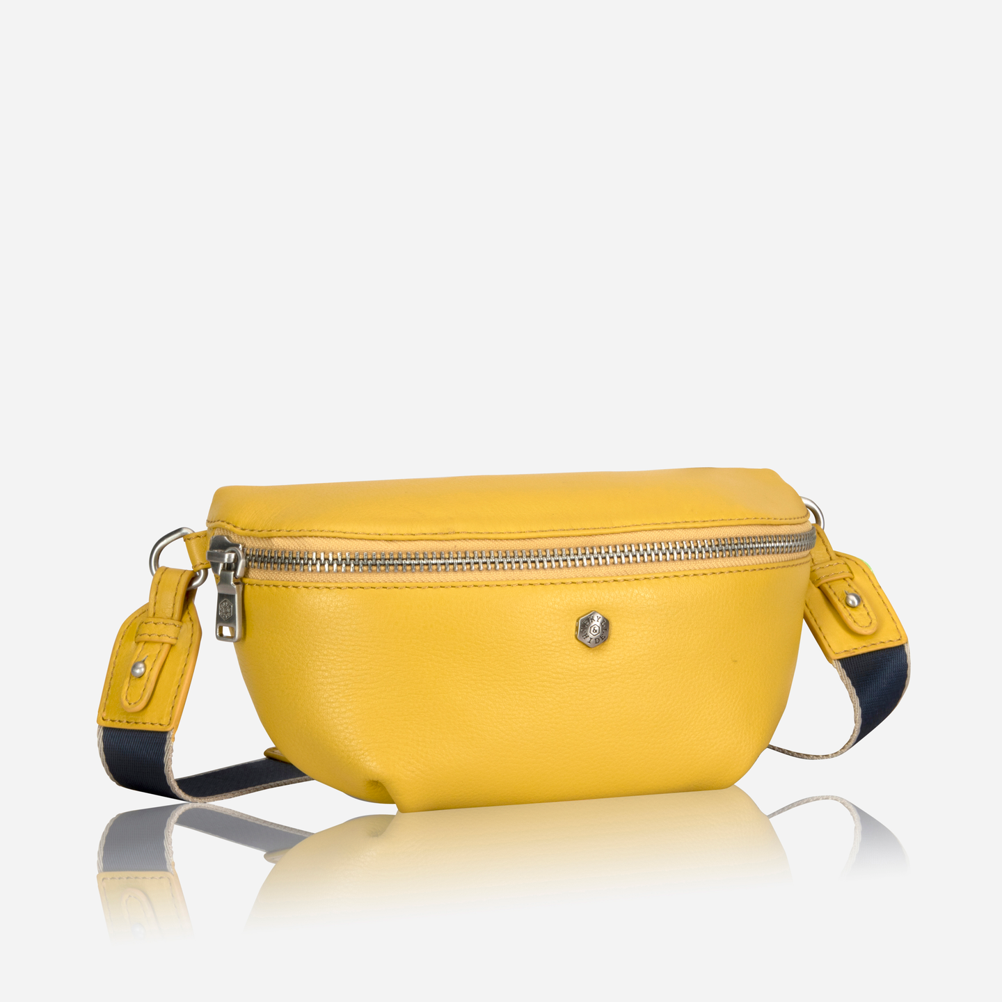 Jekyll and Hide - Womens Osaka Slim Leather Waist Bag - Tan and Multiple Colours in vibrant yellow color.