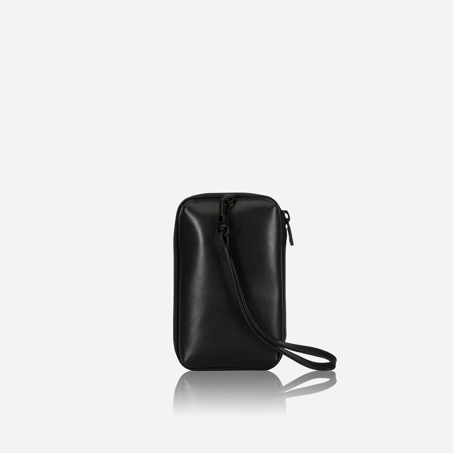 Jekyll and Hide - Compact Zip Around Cable Pouch - Tan | Black | Mocha, sleek black tech accessory organizer.
