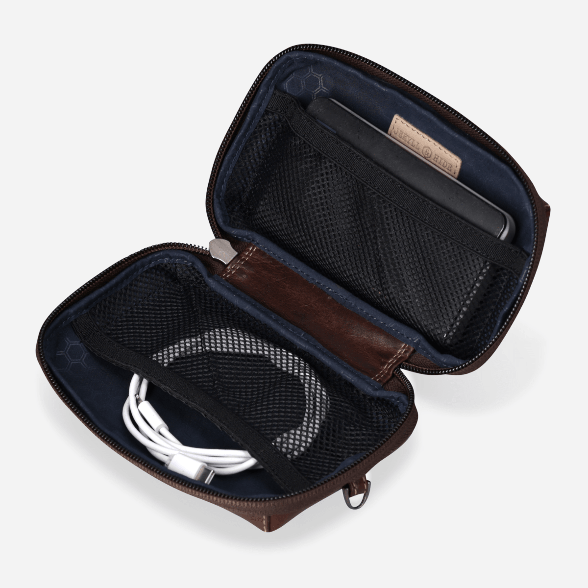 Jekyll and Hide - Compact Zip Around Cable Pouch - Tan | Black | Mocha