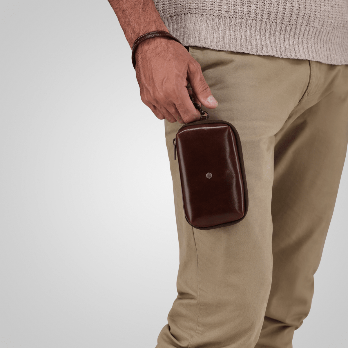 Jekyll and Hide - Compact Zip Around Cable Pouch - Tan | Black | Mocha