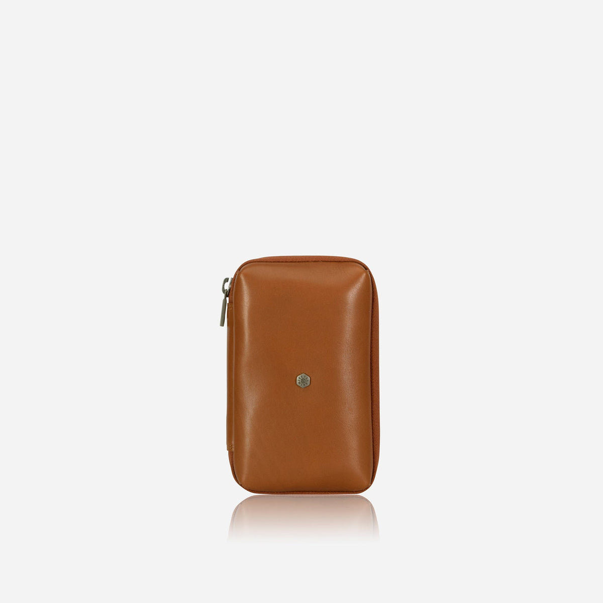 Jekyll and Hide - Compact Zip Around Cable Pouch - Tan | Black | Mocha on a white background
