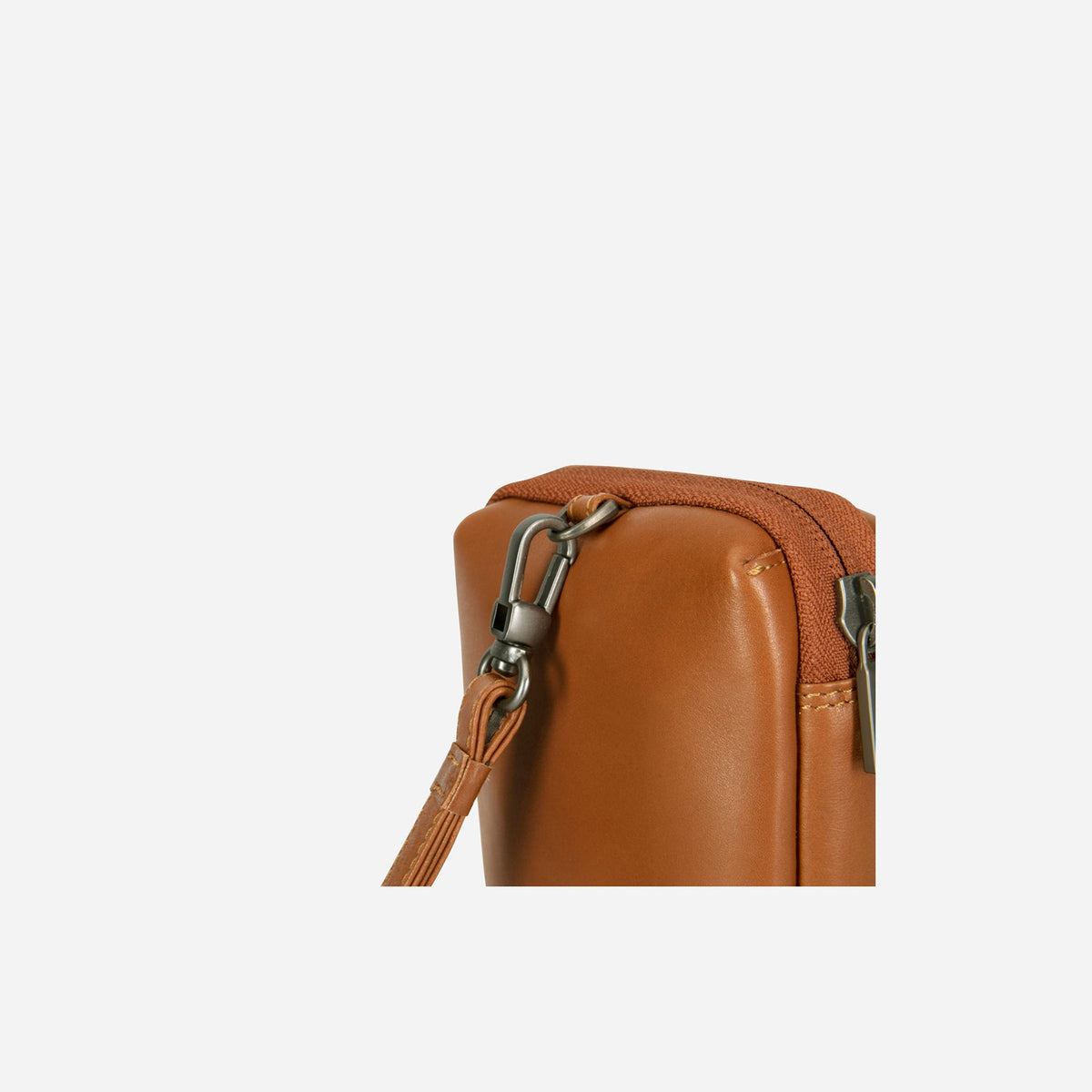 Jekyll and Hide - Compact Zip Around Cable Pouch - Tan | Black | Mocha close-up showcasing high-quality materials and craftsmanship.