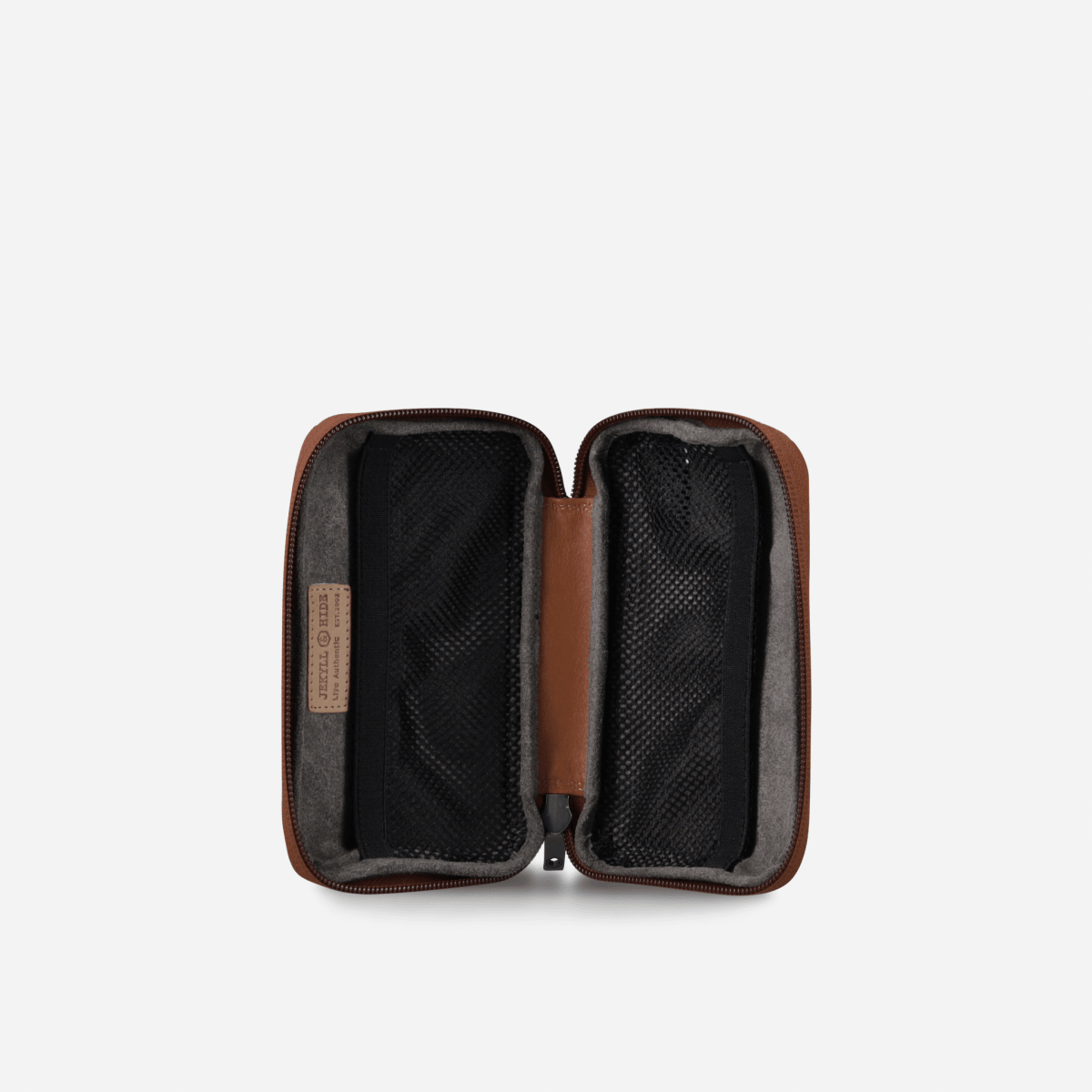 Jekyll and Hide - Compact Zip Around Cable Pouch - Tan | Black | Mocha