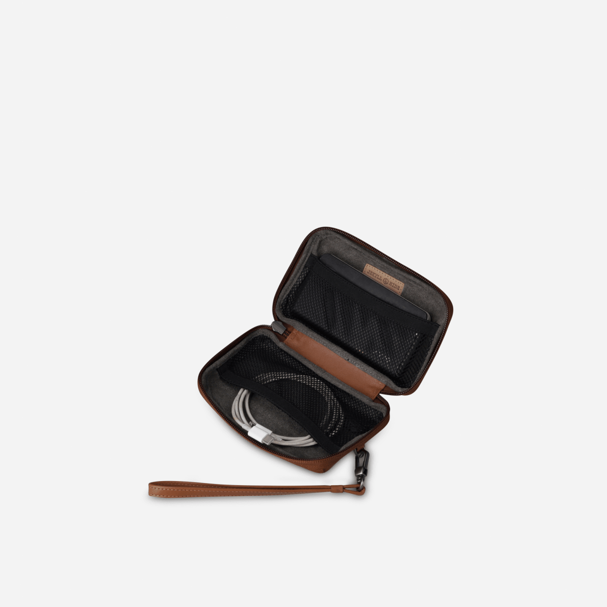 Jekyll and Hide - Compact Zip Around Cable Pouch - Tan | Black | Mocha