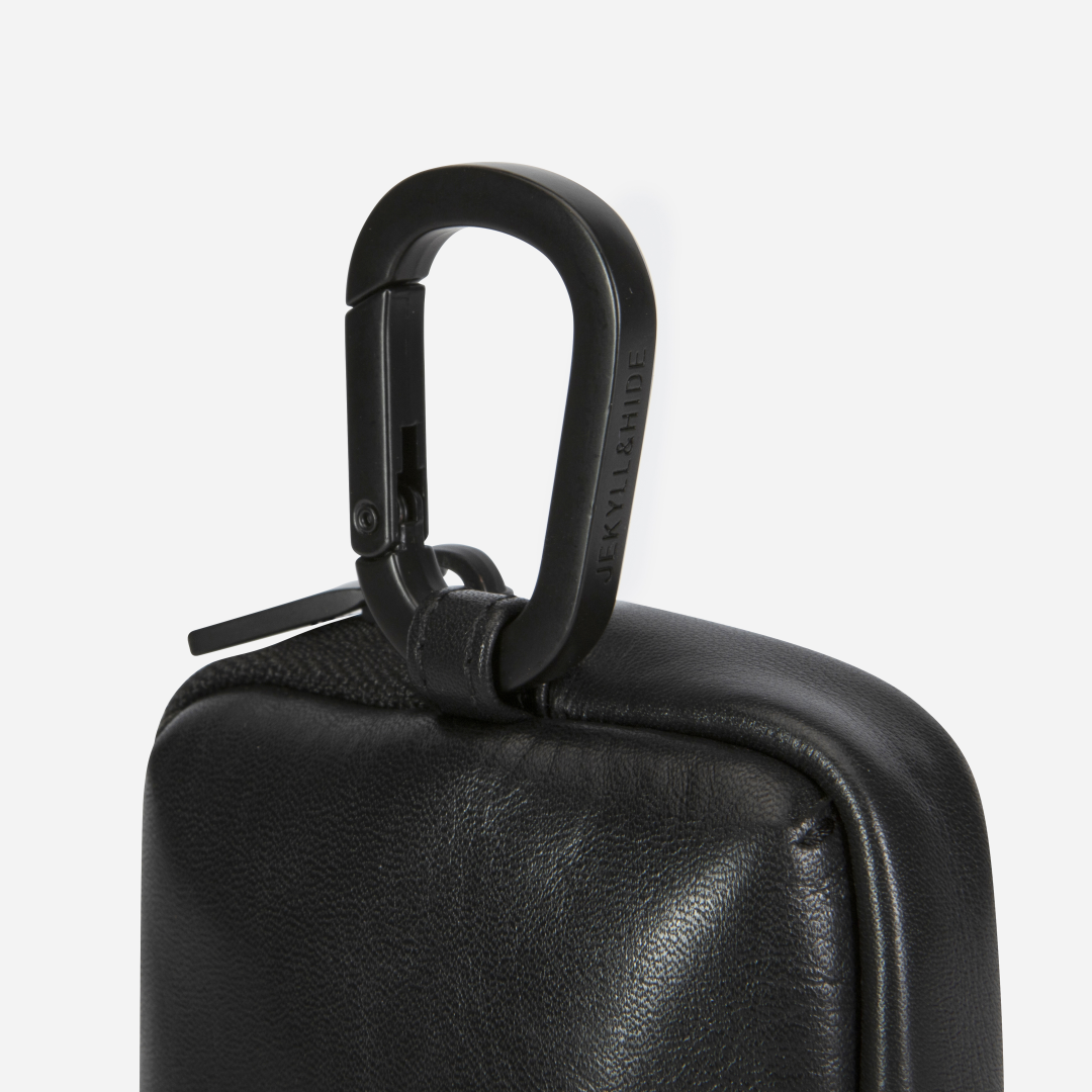 Jekyll and Hide - Men's Utility Pouch - Black | Mocha featuring a durable carabiner clip for easy attachment.