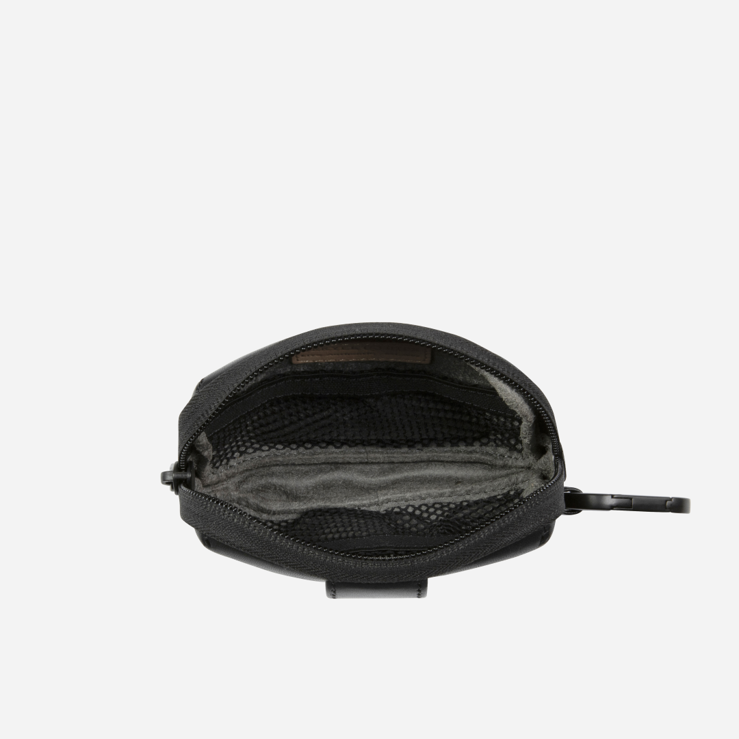 Interior view of Jekyll and Hide - Men's Utility Pouch - Black | Mocha showcasing organized compartments.