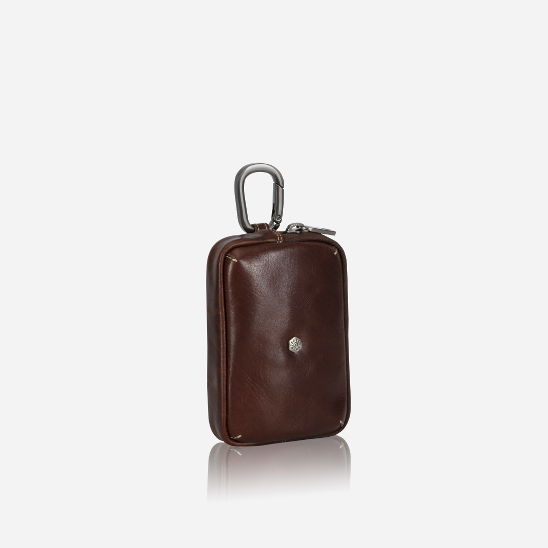 Jekyll and Hide - Men's Utility Pouch - Black | Mocha in brown leather, compact design for essentials.