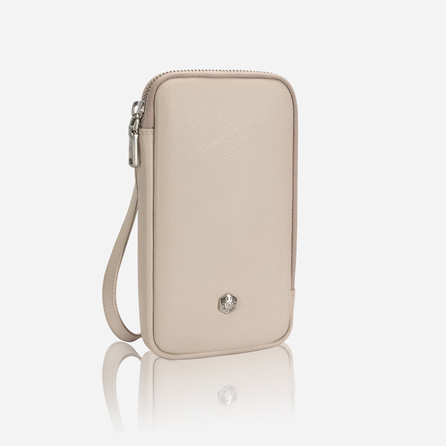 Jekyll and Hide - Mobile Phone Pouch With Strap - Black | Tan | Multiple Colours in elegant beige leather design.