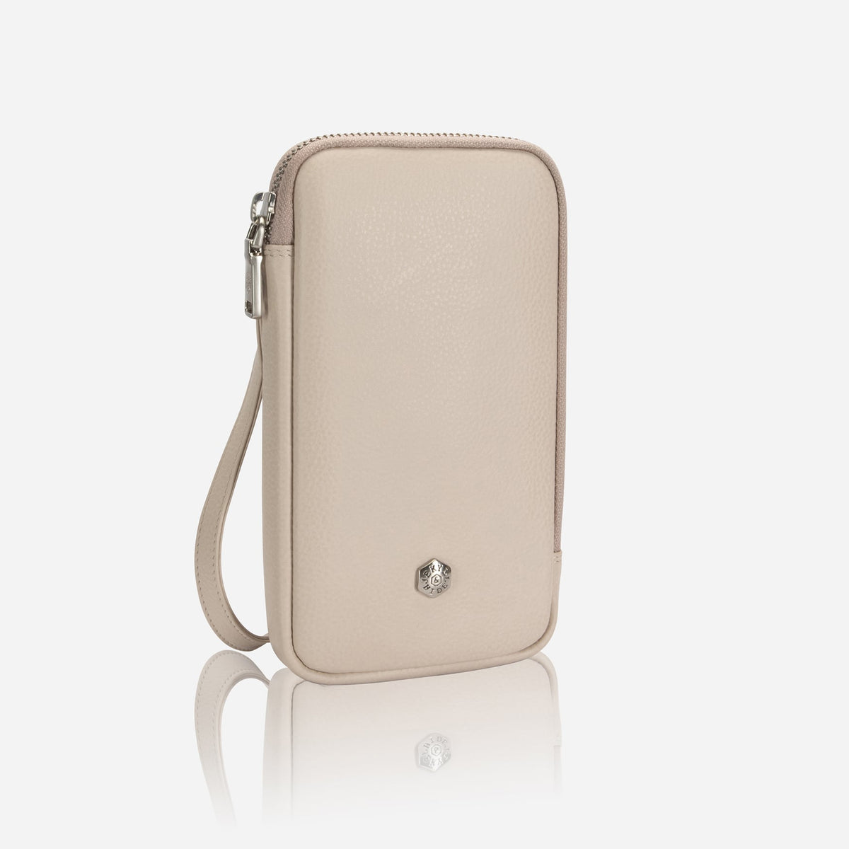 Jekyll and Hide - Mobile Phone Pouch With Strap - Black | Tan | Multiple Colours in elegant beige leather design.