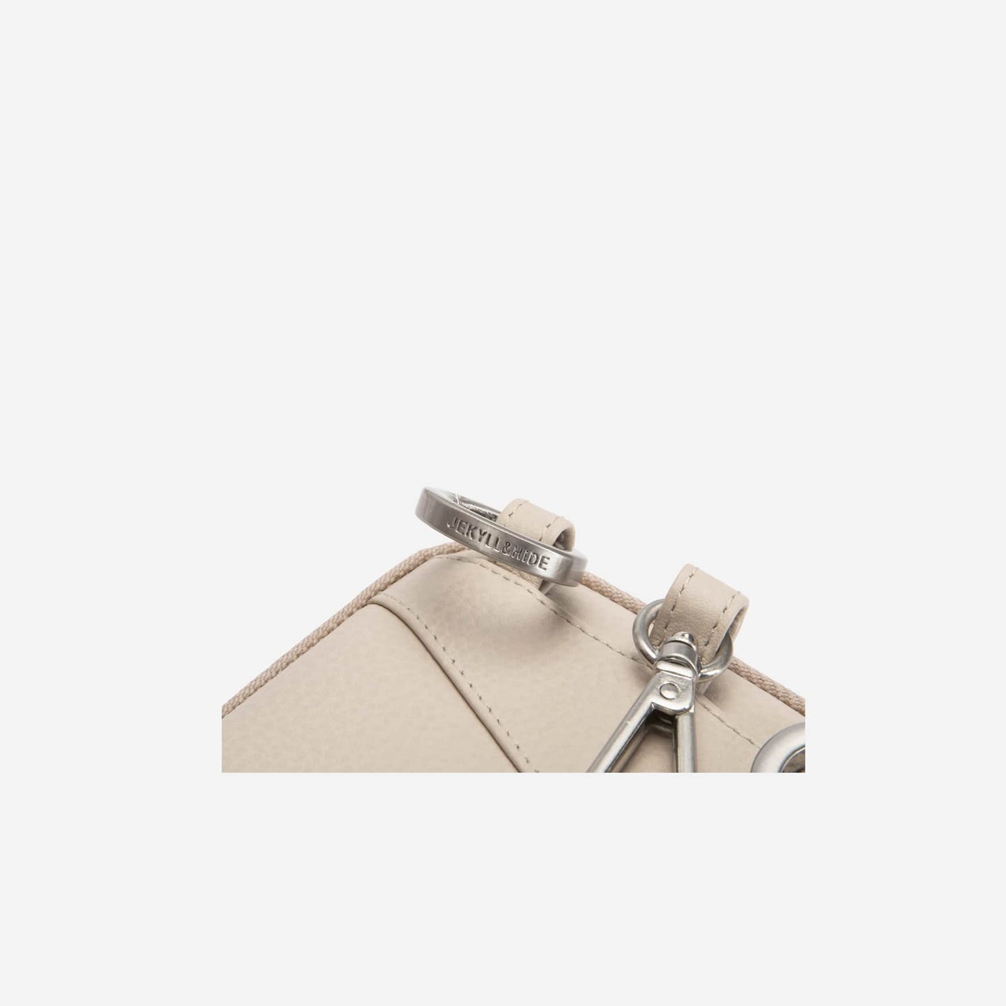 Jekyll and Hide - Mobile Phone Pouch With Strap - Black | Tan | Multiple Colours close-up detail of strap attachment