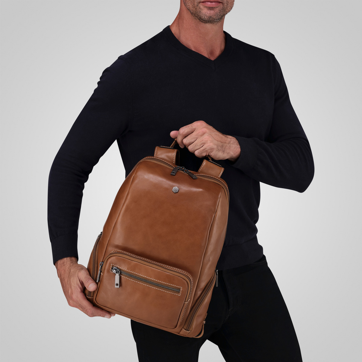 Jekyll and Hide - 13" Casual Leather Backpack - Black | Colt