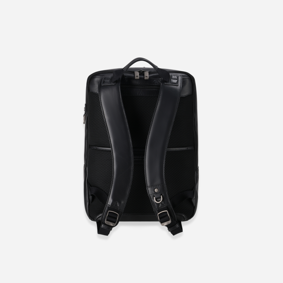 Back view of Jekyll and Hide - 17" Laptop Backpack - Colt | Black, showcasing ergonomic straps and minimalist design.
