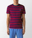 Custom Fit Jersey Crewneck T-Shirt - Stripe - Bright Red & Navy